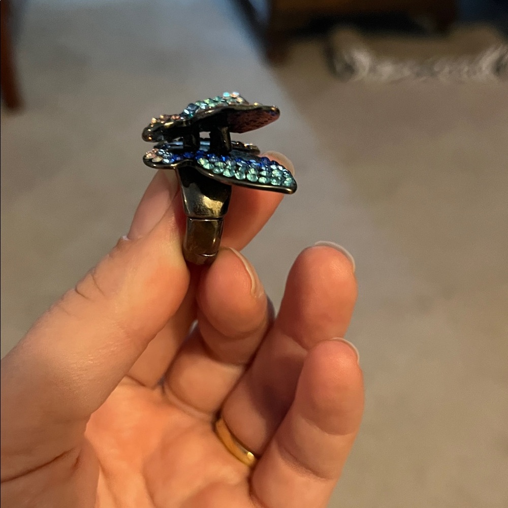 Multicolored Bejeweled Butterfly Ring - Picture 4 of 7
